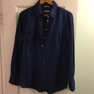 Blue tunic style pullover shirt